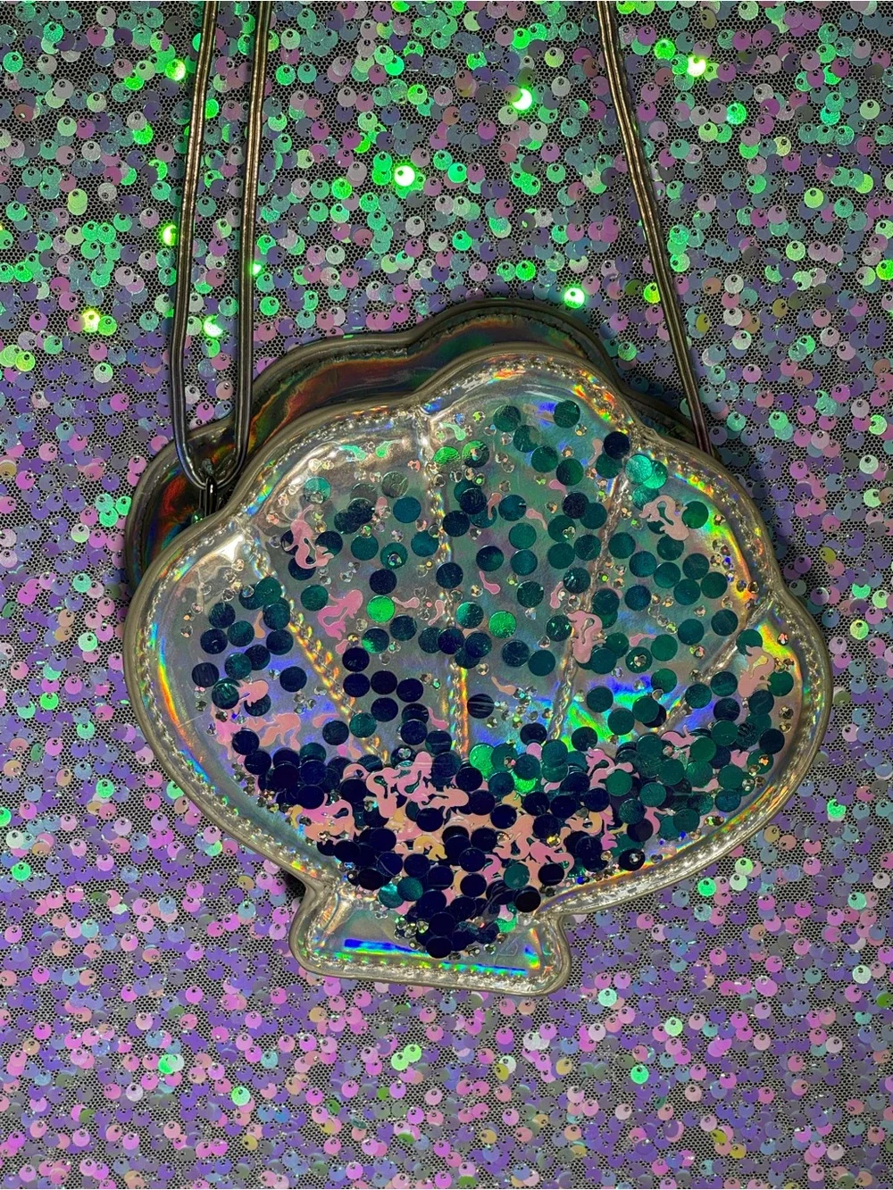 Kids Holographic Mermaid Sequin Shell Crossbody Bag